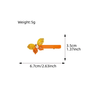 French style amber gradient butterfly hair clip with sparkling crystals and gold metal clip