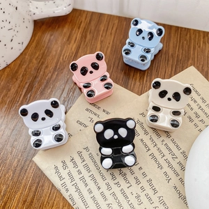 5er-Set Panda-Haarklammern aus Acetat in verschiedenen Pastellfarben für Mädchen