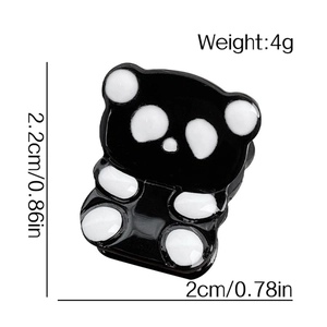 Süße Panda-Cartoon-Haarklammer in Schwarz-Weiß-Acryl-Finish mit Größenangaben