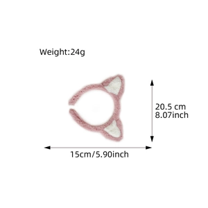 Serre-tête oreilles de chat rose pelucheux pour maquillage avec dimensions