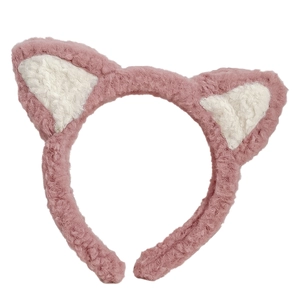 Bandeau oreilles de chat rose en peluche douce pour le lavage du visage ou le maquillage