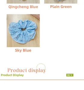 Texture dettagliata di elastici a fiori pieghettati in azzurro, verde unito e blu qingcheng