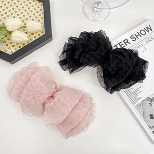 Elegant Oversized Bubbled Gauze Bow Hair Clip Sweet Mesh Bowknot Spring Clip For Women Korean Fashion Hair Accessories