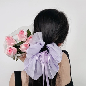 Elegant Large Bow Satin Ribbon Hair Claw Clip Pleated Fabric Shark Clip Sweet Ponytail Holder For Women Hair Accessories