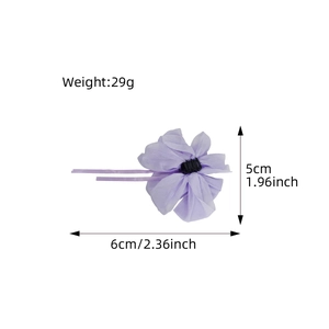 Light purple chiffon flower hair claw clip with long ribbons and 29g weight info