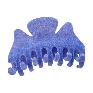 Grande pince à cheveux bleue floquée élégante avec texture velours pour coiffure femme