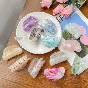 Elegant Acetate Marble Pattern Hair Claw Clip For Women Large Geometric Shark Clip Hair Accessories Daily Styling Hairpins