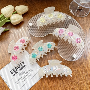 Elegant Snowflake Hair Claw Clip For Women Acrylic Rhinestone Flower Shark Clip Christmas Hair Accessory For Thick Hair