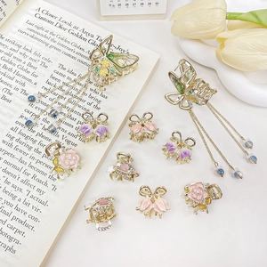 Mini Blumen Schmetterling Haarkralle Mit Quaste Legierung Kleine Haarklammern Rosa Rose Maiglöckchen Planet Bogen Strass Haarschmuck Für Damen