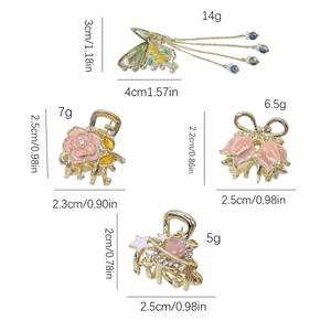 Set mit Blumen Schmetterling und Planet Metall Haarklammern mit Perlen und Quasten