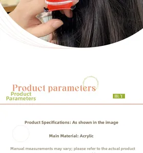 Détail de la pince à cheveux Père Noël en acrylique rouge montrant les dimensions