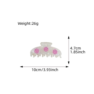 Large pearl white snowflake hair claw clip for women with detailed size measurements