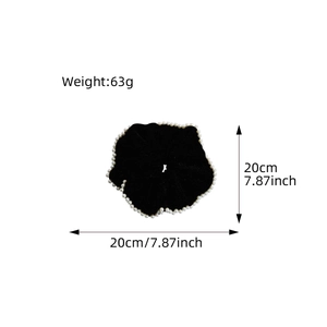 French vintage black velvet scrunchie with pearls, 20cm oversized hair tie for women