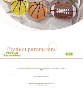 Vue détaillée des pinces à cheveux en acétate forme basket et rugby avec texture marbrée