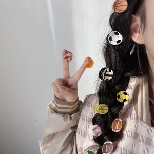 Mini pinces à cheveux en acétate avec motifs de ballons de sport, basket et football