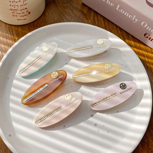 Retro Oval Acetat Haarklammer Für Damen Smiley Zirkonia Eingelegt Pony Seitenclip Koreanische Mode Haarschmuck