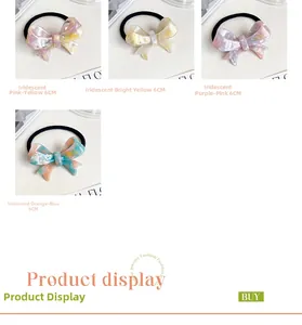 Set of 6cm gradient acetate bow hair ties with France Handmade gold lettering detail