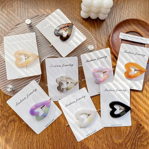 Vintage Acetate Heart Hair Clip For Women French Style Marble Pattern Side Bang Clip Elegant Hair Accessories