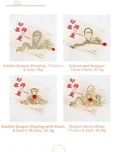 Detailed comparison of four dragon hair claws with gold plating and inlaid rhinestones