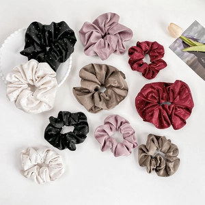French Vintage Satin Velvet Large Scrunchies Rhinestone Decoration Hair Ties High Elastic Ponytail Holder Women Hair Accessories
