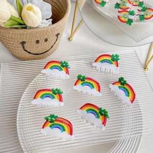 Sweet Rainbow Cloud Hair Claw Clip Acrylic Rhinestone Four-Leaf Clover Hair Accessory For Women Girls Hair Styling Tool