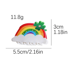 Rainbow hair claw clip with colorful rhinestones and white clouds for women hair styling