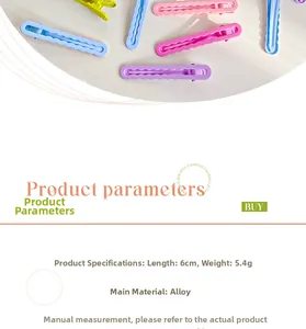Detail showing 6cm length and 5.4g weight of macaron wave alloy hair clip for women