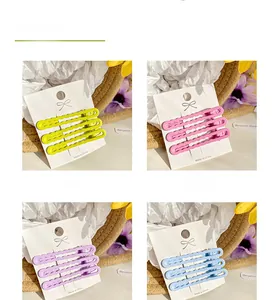 Set of 3 wavy candy-colored hair clips in pastel resin finishes for women hair styling