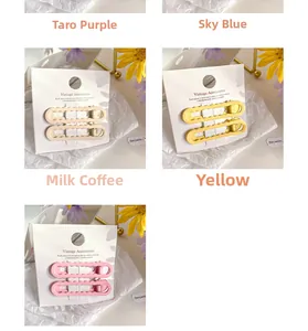 Détails des barrettes à cheveux ondulées mates en couleurs macaron sur cartes