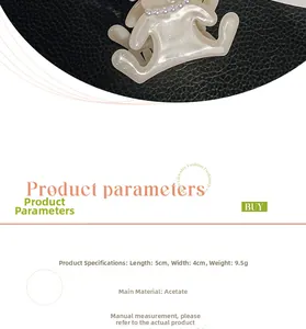 Detail view of acetate rabbit hair claw with pearl gloss finish measuring 5cm x 4cm