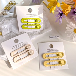 Barrettes à Cheveux Bec de Canard en Alliage Ajouré Vague Couleur Macaron Vintage Pinces Latérales Géométriques Mattes pour Femmes Filles Accessoires Cheveux