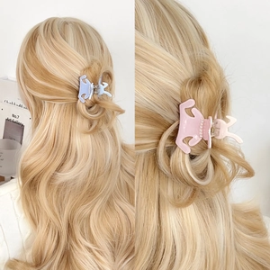 Sweet acetate rabbit hair claw clips with pearls for elegant half-up hairstyles