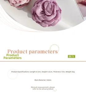Tableau des tailles détaillé pour pince à cheveux rose en tissu montrant 8,5 cm de long