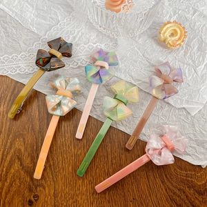 Barrette à Cheveux Nœud Papillon en Acétate Rétro Français Fait à la Main Élégant Texture Marbre Épingle à Cheveux Femme