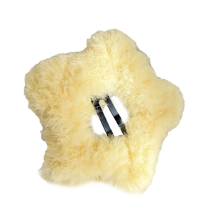 Cute cream plush star hair clip with black metal BB snap pin for autumn and winter styles