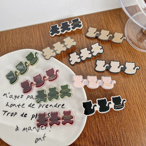 French Retro Cellulose Acetate Cat Bear Silhouette Hair Clips For Women Sweet Minimalist Duckbill Clips Hair Accessories