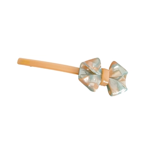 Barrette à cheveux nœud en acétate rétro avec motif marbré et gravure faite à la main