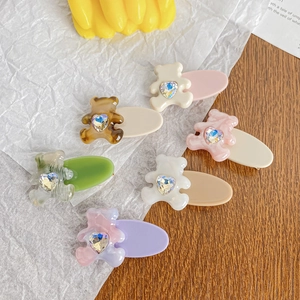 Simpatico Fermaglio Per Capelli in Acetato Con Orso Cartone Animato Con Strass A Forma Di Cuore Clip A Becco D'Anatra Per Donna Ragazze