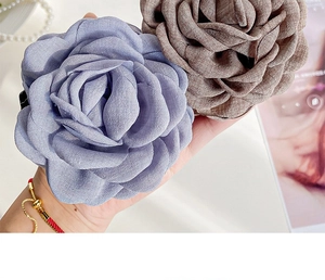 Détails de grandes pinces à cheveux roses 3D en tissu faites main en lilas et marron