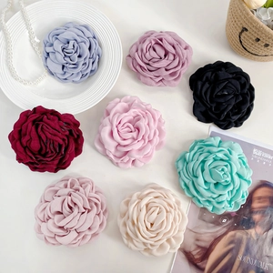 Vintage 3D Fabric Rose Hair Clip Women Handmade Large Camellia Duckbill Clip Retro Floral Hair Ornaments Wedding Accessory