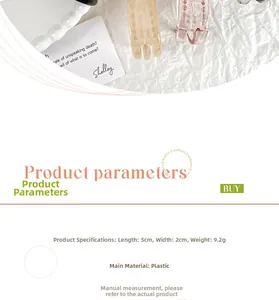 Detail view of a 5cm plastic hair claw clip with specific dimensions and weight details