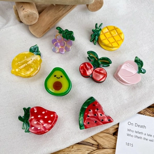 Mini Pinces à Cheveux en Acétate Forme Fruit Fraise Pastèque Pêche Avocat Ananas Petites Pinces à Cheveux pour Femmes Filles