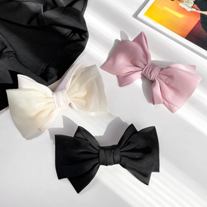 French Style Large Satin Organza Bow Hair Clip For Women Elegant Oversized Bowknot Barrette Sweet Princess Hair Accessories
