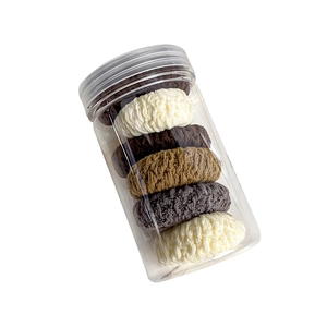 Set di 6 elastici per capelli in maglia spessa ad alta elasticità in toni della terra con barattolo