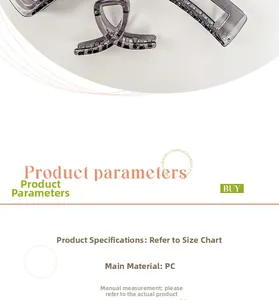 Detailed view of large transparent gray PC hair claw clip with sturdy metal spring