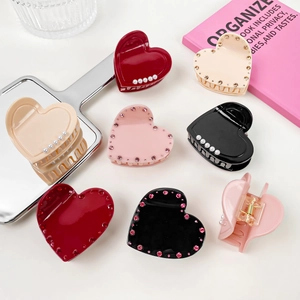 Eleganti Pinze per Capelli a Cuore in Resina Acetata con Künstliche Perle e Strass per Donna Accessori per Capelli San Valentino
