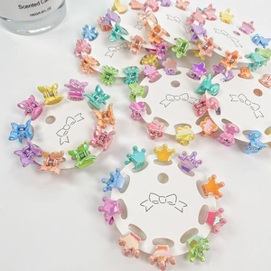 Lot de 10 mini-pinces à cheveux colorées pour filles, étoiles et cœurs pastels