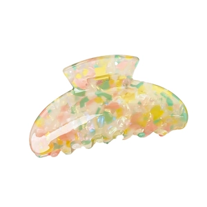 Floral pastel claw clip with colorful acetate marble texture for hair styling