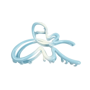 Artistic blue and white gradient butterfly hair claw clip with fluid line design