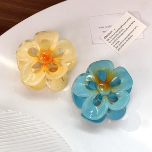 Pinces à cheveux en forme de fleur jaune pastel et bleu clair, accessoires élégants pour femmes